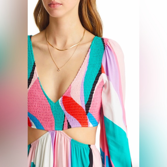 Vici Smocked Long Sleeve Cut Out Dress - Picture 4 of 5